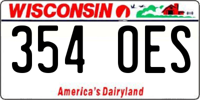 WI license plate 354OES