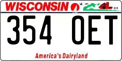 WI license plate 354OET