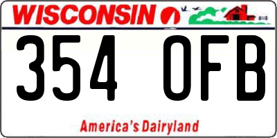 WI license plate 354OFB
