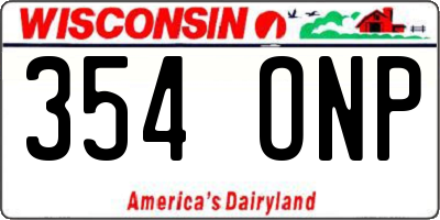 WI license plate 354ONP