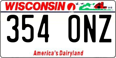 WI license plate 354ONZ