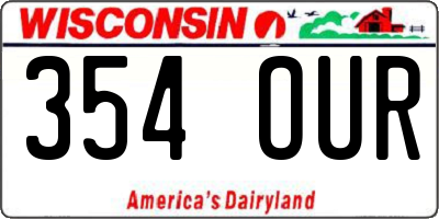 WI license plate 354OUR
