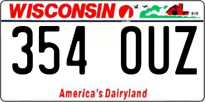 WI license plate 354OUZ