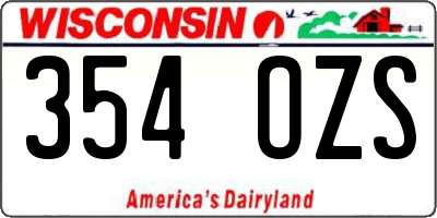 WI license plate 354OZS