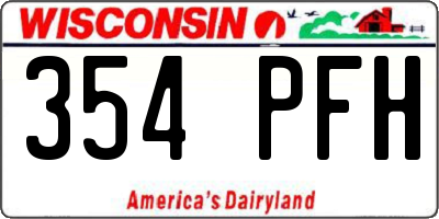 WI license plate 354PFH