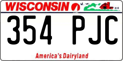 WI license plate 354PJC