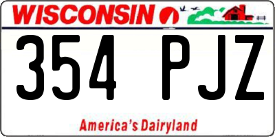 WI license plate 354PJZ