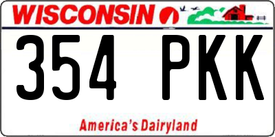 WI license plate 354PKK