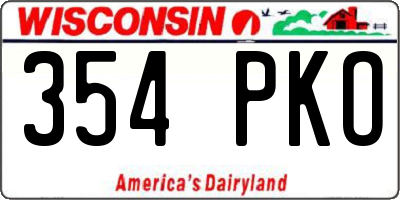 WI license plate 354PKO