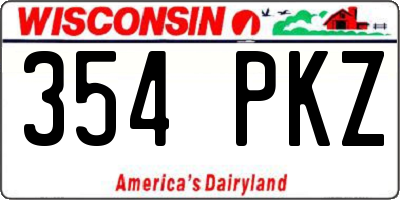 WI license plate 354PKZ