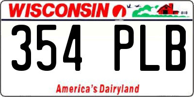 WI license plate 354PLB