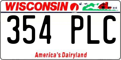 WI license plate 354PLC