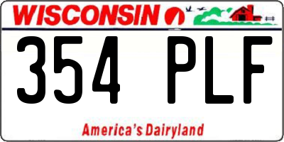 WI license plate 354PLF