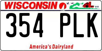 WI license plate 354PLK
