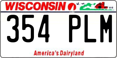 WI license plate 354PLM