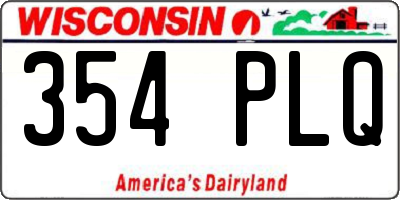 WI license plate 354PLQ