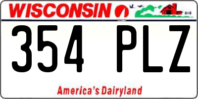 WI license plate 354PLZ
