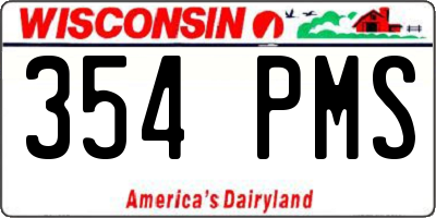WI license plate 354PMS