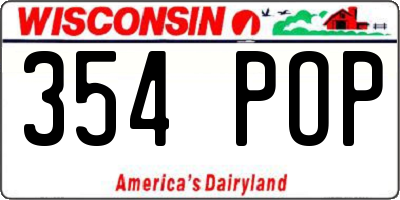 WI license plate 354POP