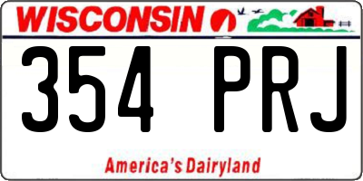 WI license plate 354PRJ