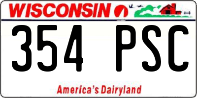 WI license plate 354PSC