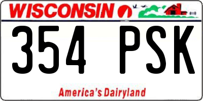 WI license plate 354PSK