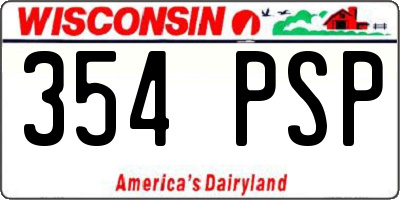 WI license plate 354PSP