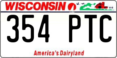 WI license plate 354PTC