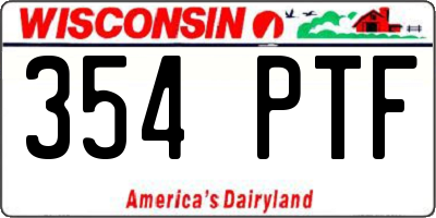 WI license plate 354PTF