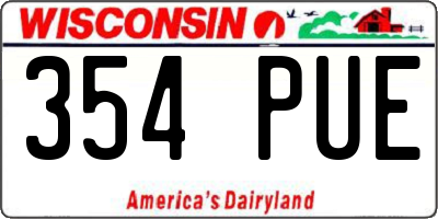 WI license plate 354PUE