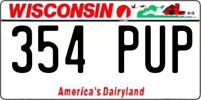WI license plate 354PUP