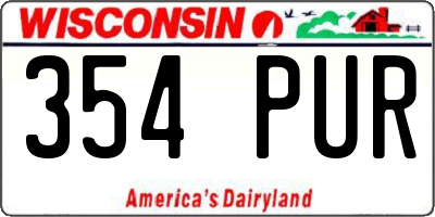 WI license plate 354PUR