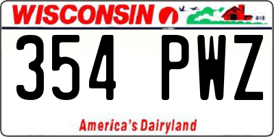 WI license plate 354PWZ