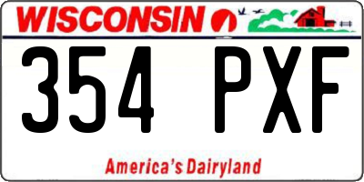 WI license plate 354PXF