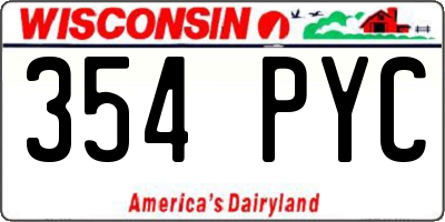 WI license plate 354PYC