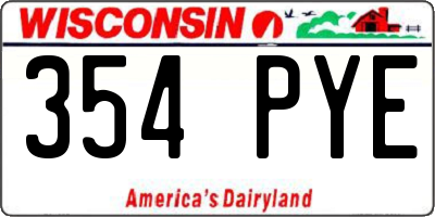 WI license plate 354PYE