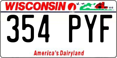 WI license plate 354PYF