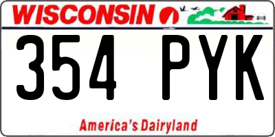 WI license plate 354PYK