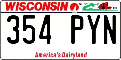 WI license plate 354PYN