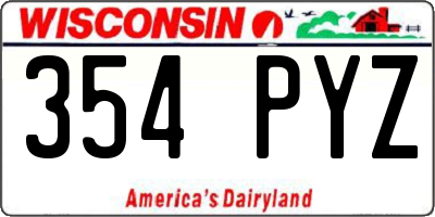 WI license plate 354PYZ