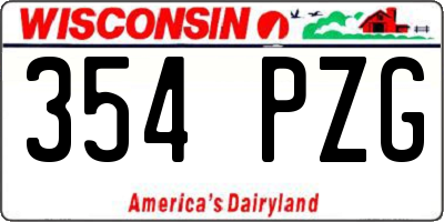WI license plate 354PZG