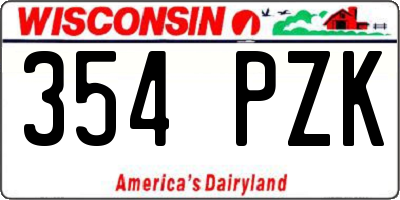 WI license plate 354PZK