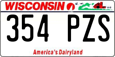WI license plate 354PZS