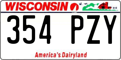 WI license plate 354PZY
