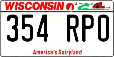 WI license plate 354RPO