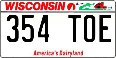 WI license plate 354TOE