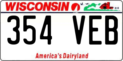 WI license plate 354VEB