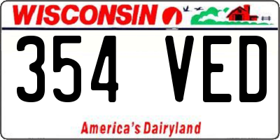 WI license plate 354VED