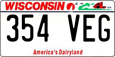 WI license plate 354VEG