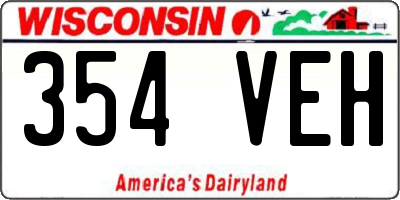 WI license plate 354VEH